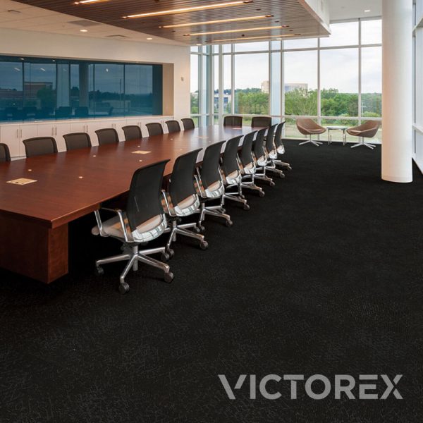 Victorex Array carpet tiles Data colour in meeting room with conference table