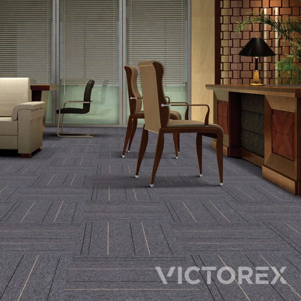Victorex Basic Plus carpet tiles Carbon Ash colour in room lounge area