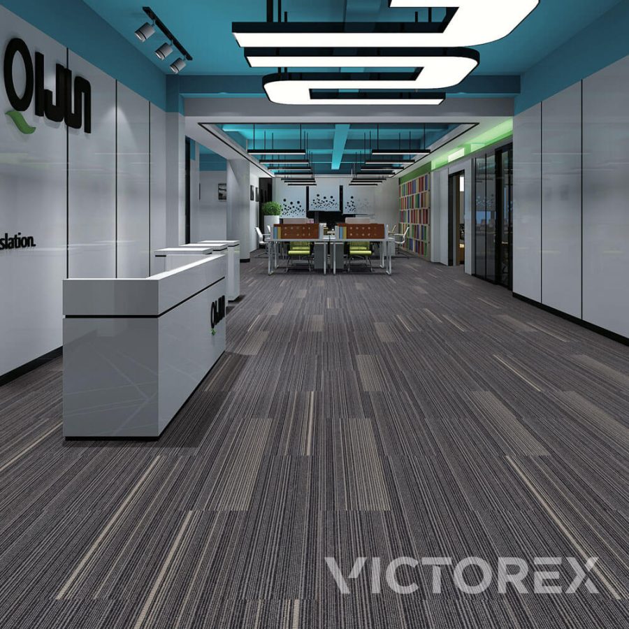Victorex Brigthline carpet tiles Garlic colour in office reception area