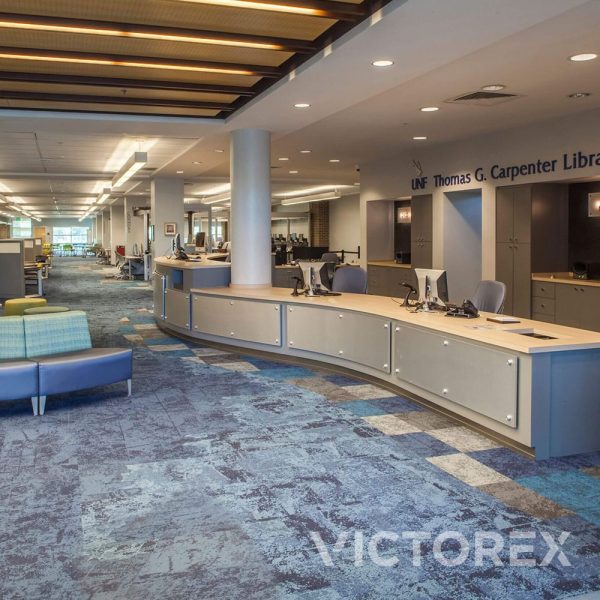 Interface Net Effect B602 carpet tile in higher education library in Pacific, Atlantic, North Sea, Black Sea; B601, Pacific, Atlantic, North Sea, Black Sea; B603 Pacific, Atlantic, North Sea, Black Sea colour
