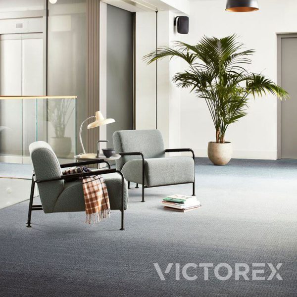 Interface Woven Gradience WG100 carpet tile in big space area in Ink, Pearl, Stone, Charcoal colour